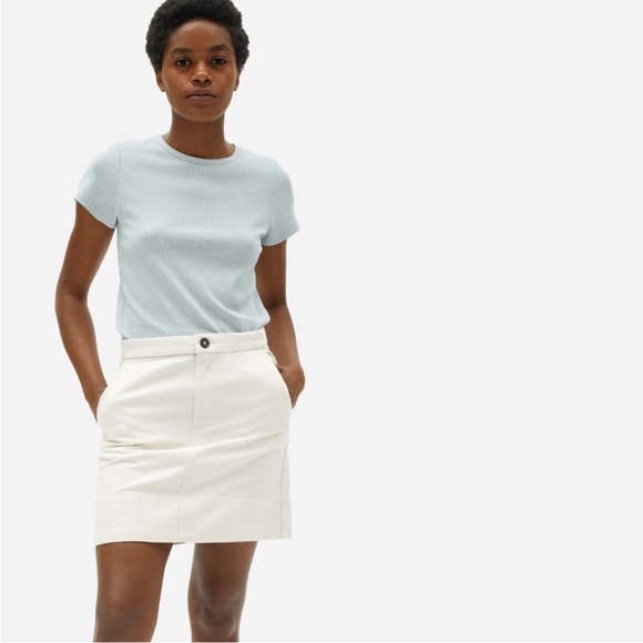 EVERLANE The Canvas Stamp Cotton Mini Skirt • Cream Bone | Size 8 - Picture 2 of 5